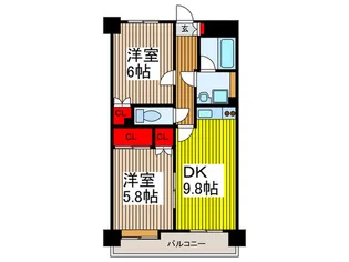 パークサイドハイツタケノヤ【7階】の間取り