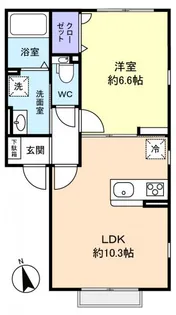 ウィズハイムF【1階】の間取り