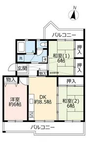 URすずかけ台ハイツ第2【5階】の間取り