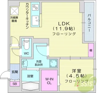 パセオプラシード連坊【3階】の間取り