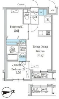 デュオフラッツ千歳船橋【3階】の間取り