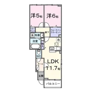 カメリア双葉【1階】の間取り