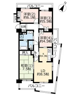 URウインズタウン稲毛海岸【4階】の間取り