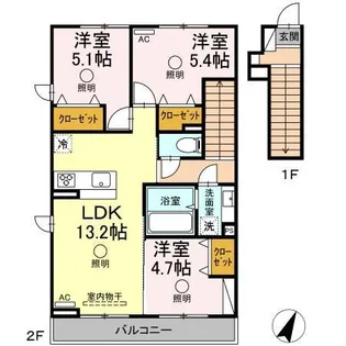 アリエス A B【2階】の間取り