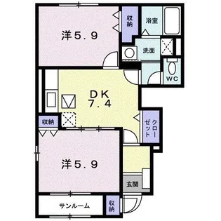 グレイスフルB【1階】の間取り