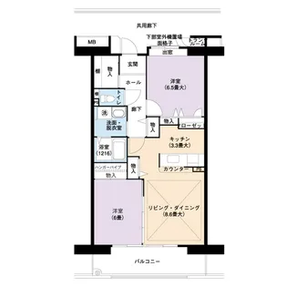 URアーバンラフレ虹ヶ丘中【1階】の間取り