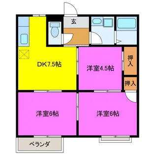 ハイツクラウンA【2階】の間取り