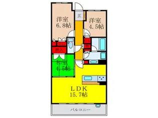 ジオ千里竹見台【5階】の間取り