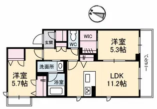 ウィステリア東尾道【2階】の間取り