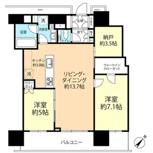 BrilliaTower西新 910号【9階】の間取り