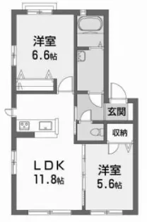 2LDKの間取り画像