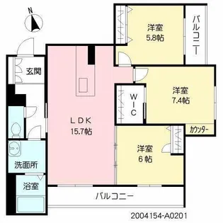 シャーメゾン出来島【2階】の間取り