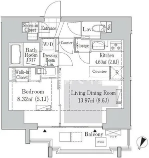 リブクオーレ神保町【13階】の間取り