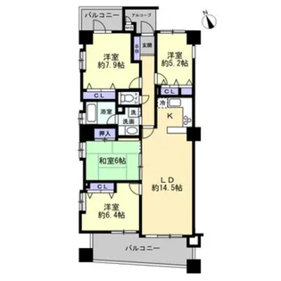 クレヴィータ上通り【3階】の間取り