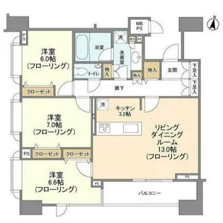 HF白金高輪レジデンス【6階】の間取り