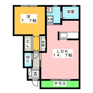メゾンドゥブラウニー B【1階】の間取り