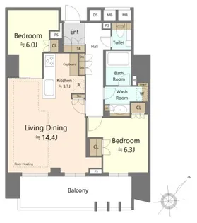 プレミスト東銀座築地ArcCourt【14階】の間取り