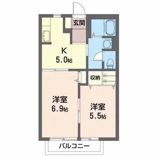 グリーンハイツ浜尾B【1階】の間取り