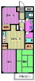 ロワイヤル田中【1階】の間取り