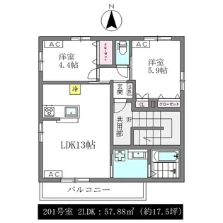 ヘーベル中野【2階】の間取り