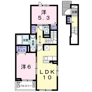 シャルマンビップII【2階】の間取り