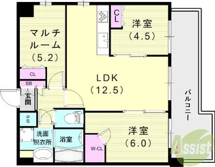エステムプラザ神戸水木通グランクロス【15階】の間取り