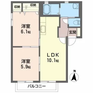 インターヴィレッジA【1階】の間取り
