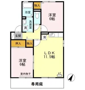 グランドゥール鬼橋C【1階】の間取り