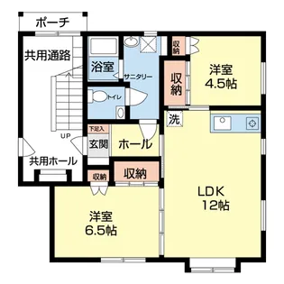 マヤパティオ A棟(室蘭市共同住宅モデル事業)【1階】の間取り