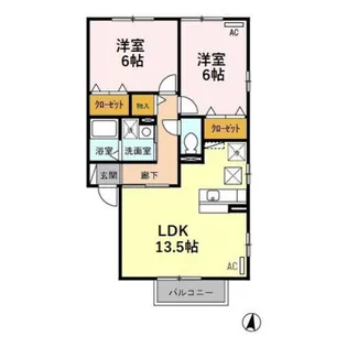 クレールヴィラ三和 B【1階】の間取り