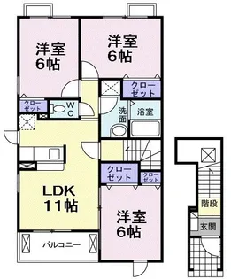 ビバーチェS H棟【2階】の間取り