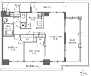 Lasante広尾【10階】の間取り