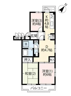 UR清瀬駅前ハイツ【4階】の間取り