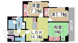 ライオンズマンション神戸元町通【4階】の間取り