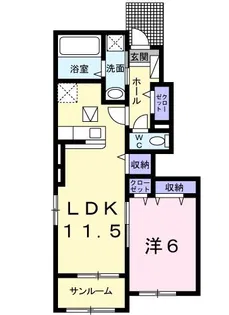 フィオーレガーデンI【1階】の間取り