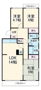パークタウン若宮団地3号棟【4階】の間取り
