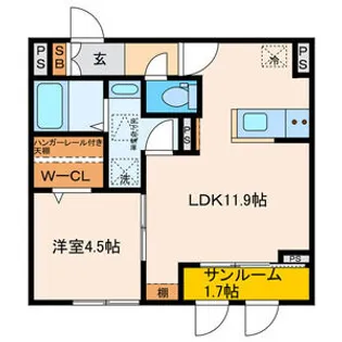 パセオプラシード連坊【1階】の間取り