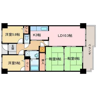 サーパス中須賀【12階】の間取り