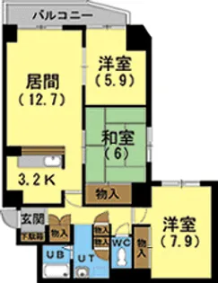 サンシティ菊水【5階】の間取り
