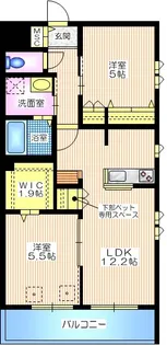 ヴィルヌーブダイツ 弐番館【2階】の間取り