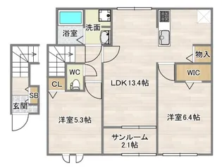 シャルマン照ヶ丘【2階】の間取り