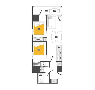 Dash Living Tsukiji East-2BR DS【2階】の間取り