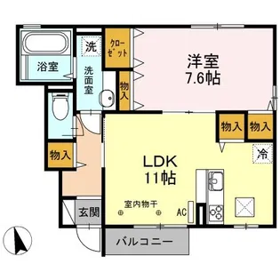 カーサ・HARU C【1階】の間取り