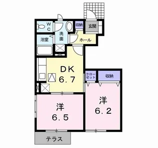 サザンヒルズA【1階】の間取り