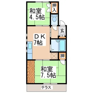 水上ハイツII【1階】の間取り