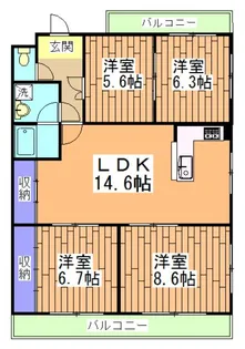 ルシェール西院【4階】の間取り