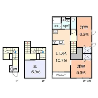 カクト・ユウA【2階】の間取り
