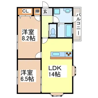 クレージュB【1階】の間取り