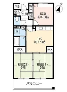 URアルビス五月ヶ丘【3階】の間取り