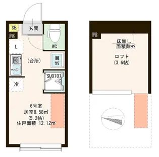 Casa F 西亀有【1階】の間取り